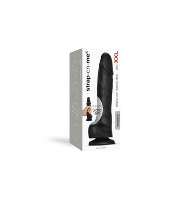 Реалистичный фаллоимитатор Strap-On-Me Sliding Skin Realistic Dildo Black - XXL, эффект подвижной ко SO6259 фото